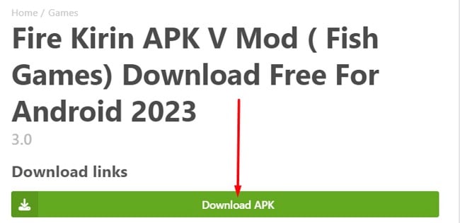 Fire Kirin download APK button screenshot