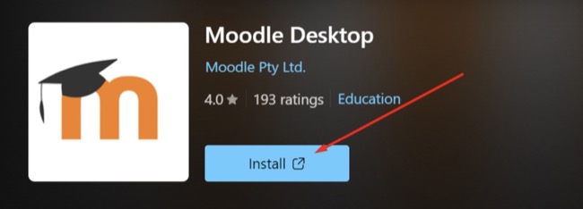 Screenshot der Moodle-Installationsschaltfläche