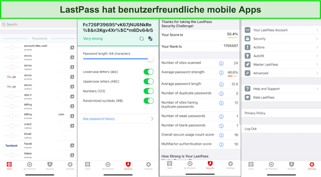 Screenshot der mobilen App-Oberfläche von 1Password