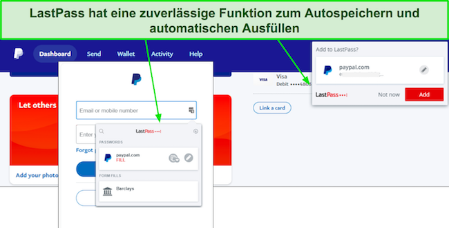 Screenshot der Funktionen zum automatischen Speichern und Ausfüllen von LastPass