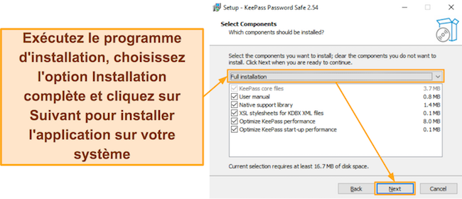 Capture d'écran montrant comment installer KeePass sur votre système