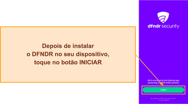 Captura de tela mostrando a tela inicial do DFNDR Security