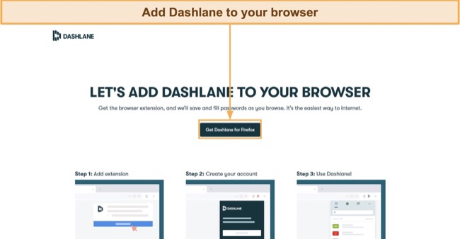 Screenshot showing how to get Dashlane's free plan via its website