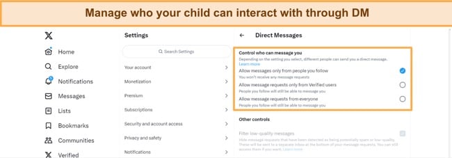 Prevent random people from sending your child DMs 
