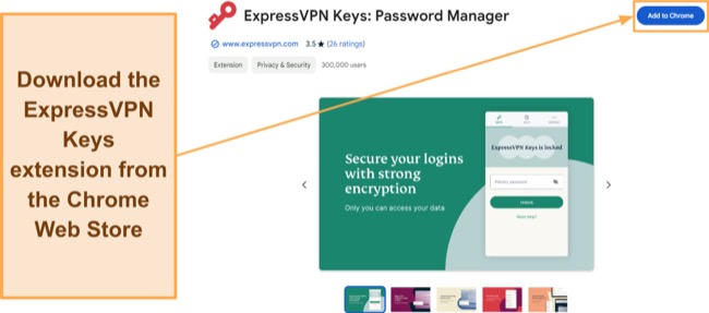 Screenshot showing how to download ExpressVPN Keys from the Chrome Web Store