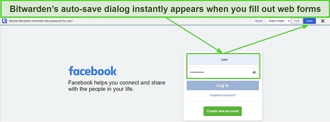Screenshot of Bitwarden's auto-save dialog appearing after entering login details