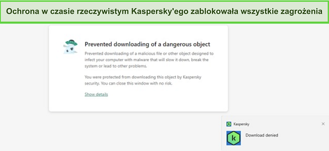 Zrzut ekranu z recenzji Kaspersky Antivirus: Ochrona przed phishingiem.