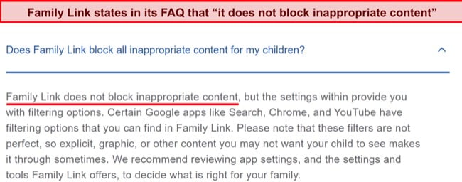 Family Link is not a good option for blocking inappropriate content on Android 