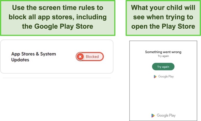 Bark will block the Google Play from opening 