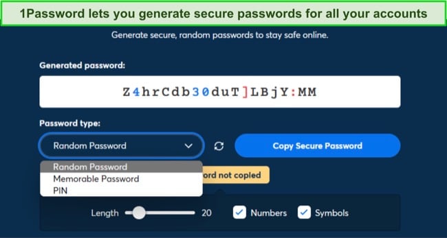 Screenshot of 1Password's password generator