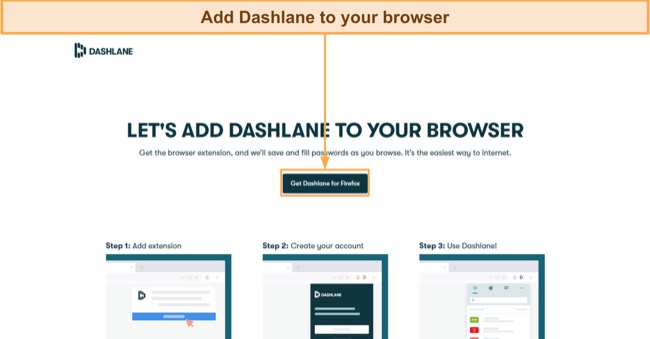 Screenshot showing how to add Dashlane to your browser
