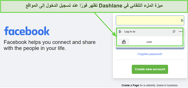 لقطة شاشة تظهر ميزة التعبئة التلقائية في داشلاين