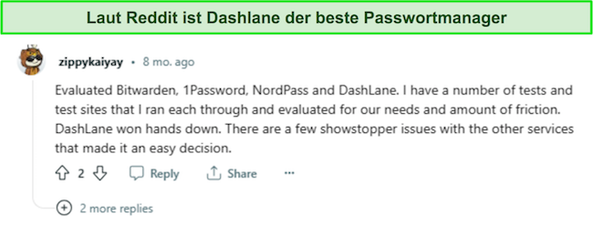 Dashlane, laut Reddit eine 1Password-Alternative