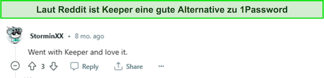 Keeper, laut Reddit eine 1Password-Alternative