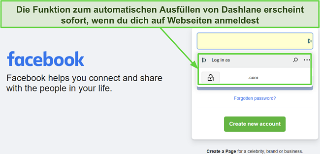 Screenshot zeigt die Autofill-Funktion von Dashlane