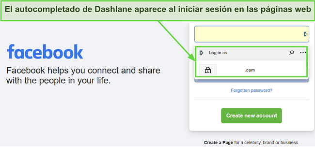 Captura de pantalla mostrando la función de autocompletar de Dashlane