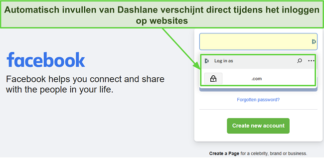 Screenshot die de autofill-functie van Dashlane laat zien