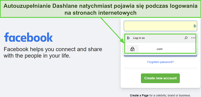 Zrzut ekranu pokazujący funkcję automatycznego wypełniania Dashlane