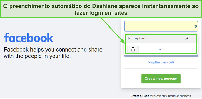 Captura de tela mostrando a funcionalidade de preenchimento automático do Dashlane