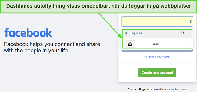 Skärmbild som visar Dashlanes autofyllnadsfunktion