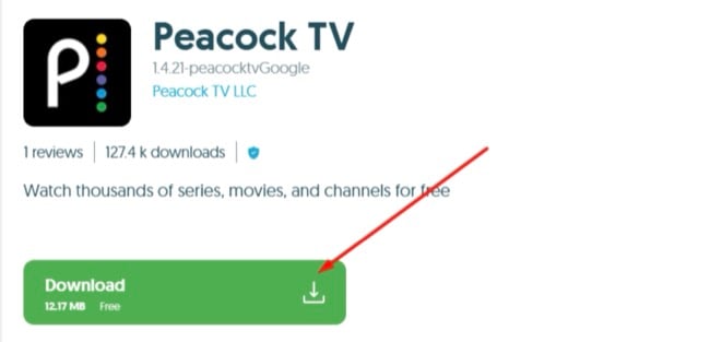 PeacockTV download button screenshot