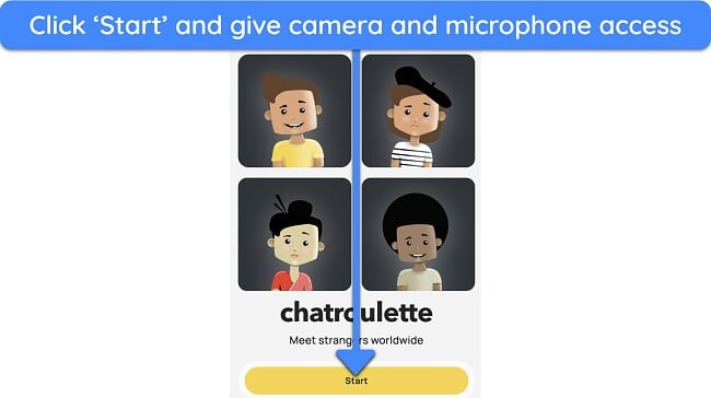 Screenshot of Chatroulette's website's home page