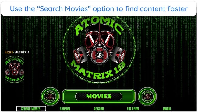 Atomic Matrix features a search option that makes it easy to find all the add-ons and content.
