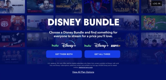 Screenshot of Disney+ homepage