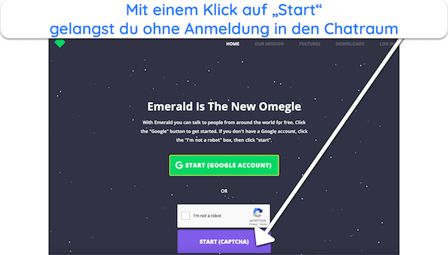 Die 10 besten Omegle-Alternativen, Emerald Chat-Homepage