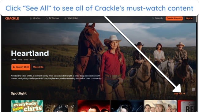 Crackle offer high-quality content across multiple genres.