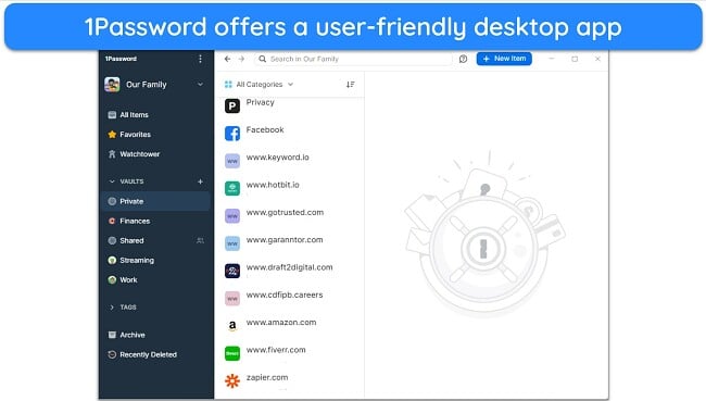 Screenshot of 1Password's desktop app interface