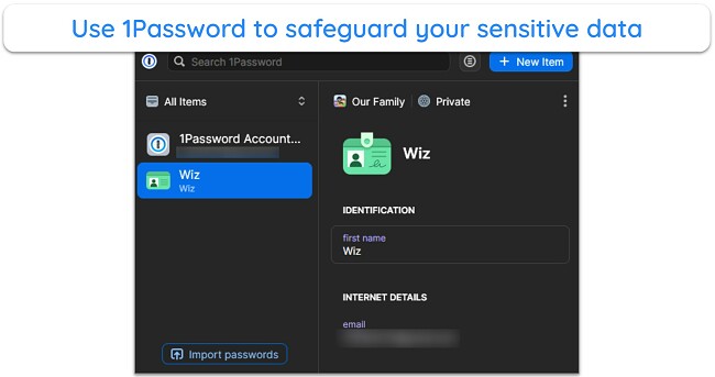 Screenshot of 1Password's browser extension once it's installed and ready to use