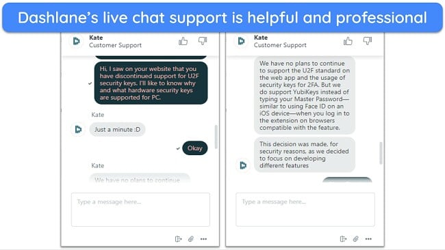 Dashlane’s live chat support is very responsive