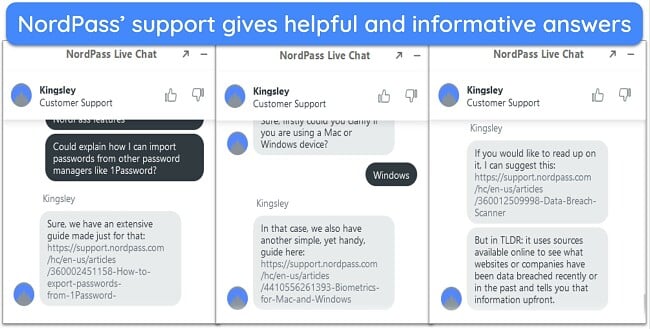 All of NordPass’ support agents are helpful