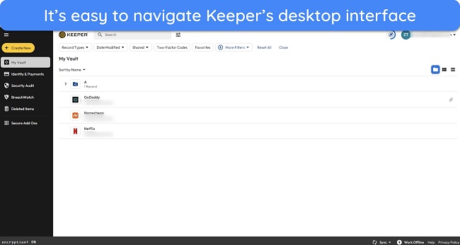 Screenshot of Keeper's web app interface on desktops