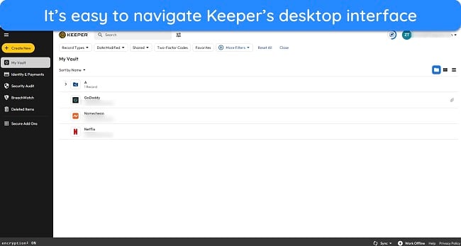 Screenshot of Keeper's web app interface on desktops