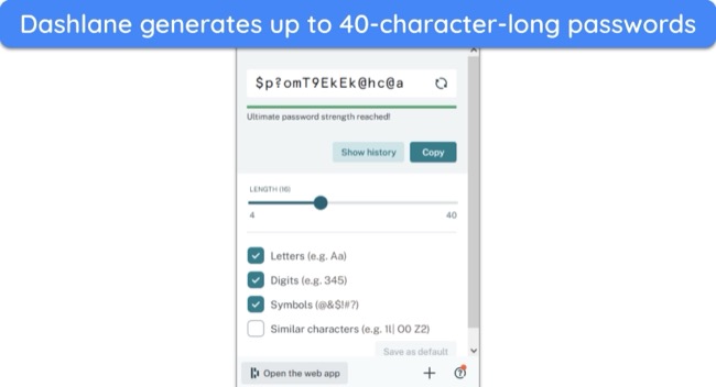 Screenshot of Dashlane's password generation tool