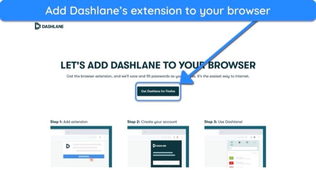 Screenshot showing how to install Dashlane's browser extension