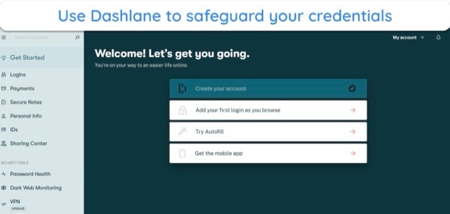 Screenshot of Dashlane's web app after it's been set up