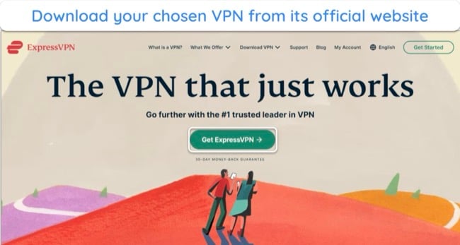 image of ExpressVPN's website with a highlight box around the 
