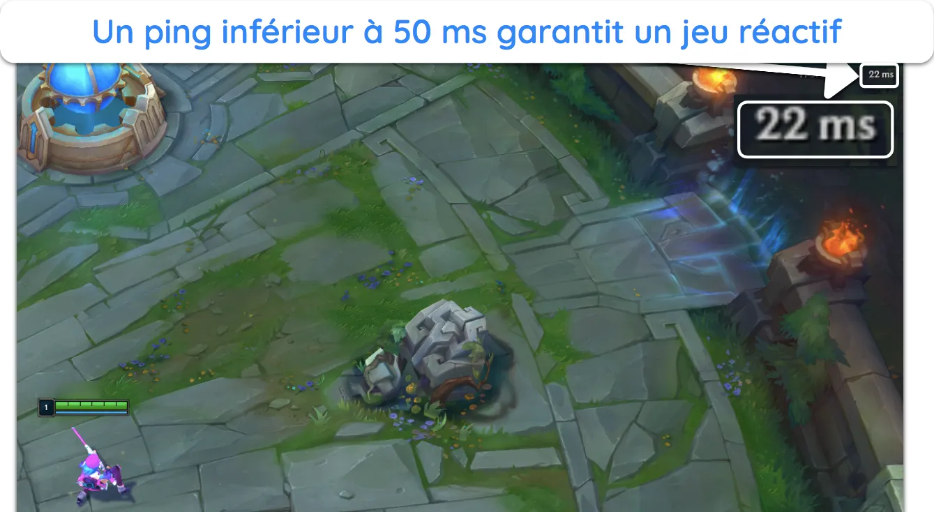 Capture d'écran mettant en évidence le ping qui provoquera un décalage dans les jeux en ligne.
