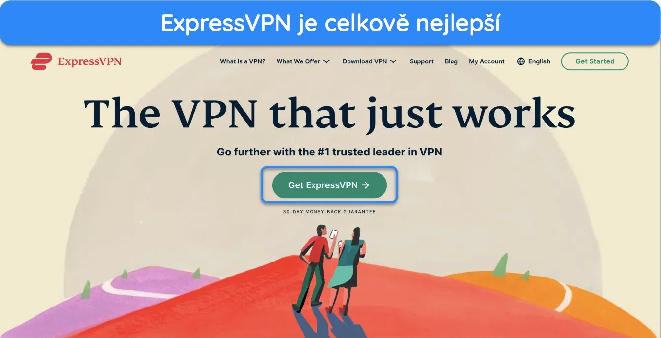 Snímek obrazovky domovské stránky ExpressVPN.