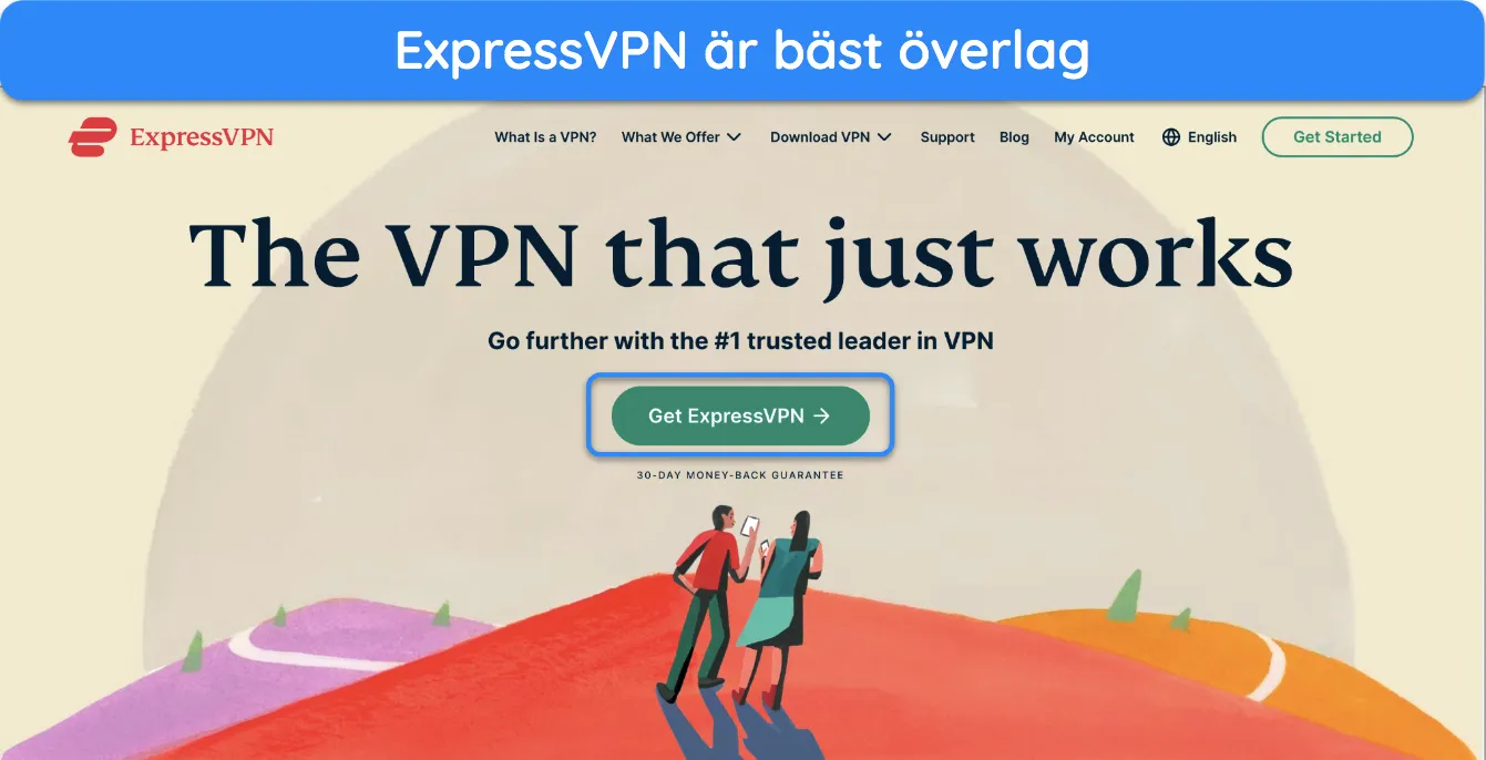 Skärmdump av ExpressVPNs hemsida.