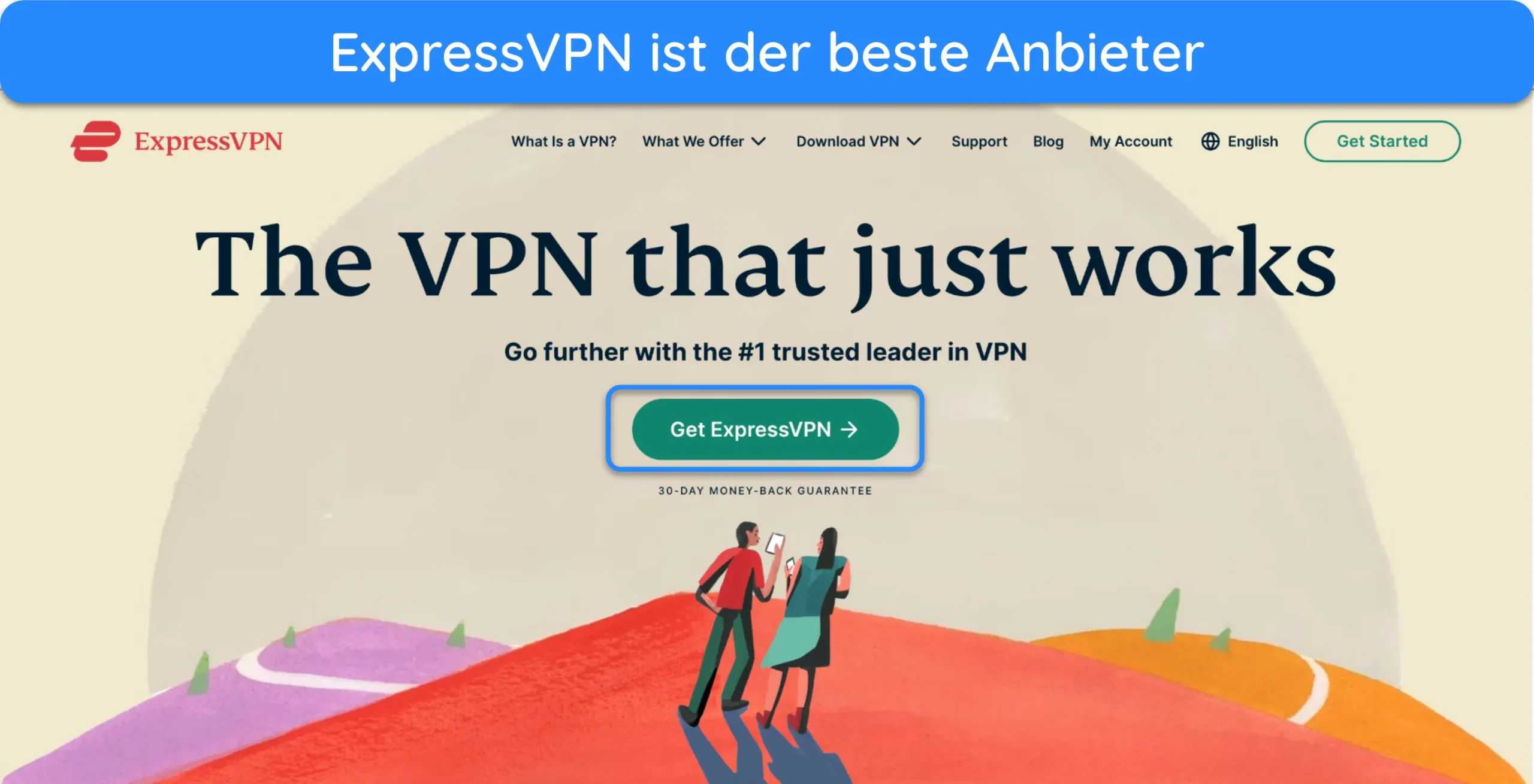 Screenshot der ExpressVPN-Startseite.