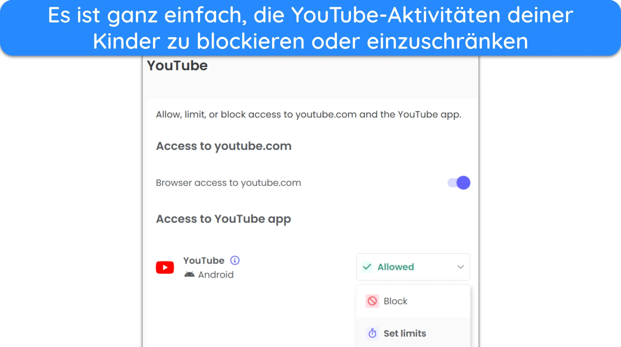 Screenshot der YouTube-&Uuml;berwachung in Qustodio.