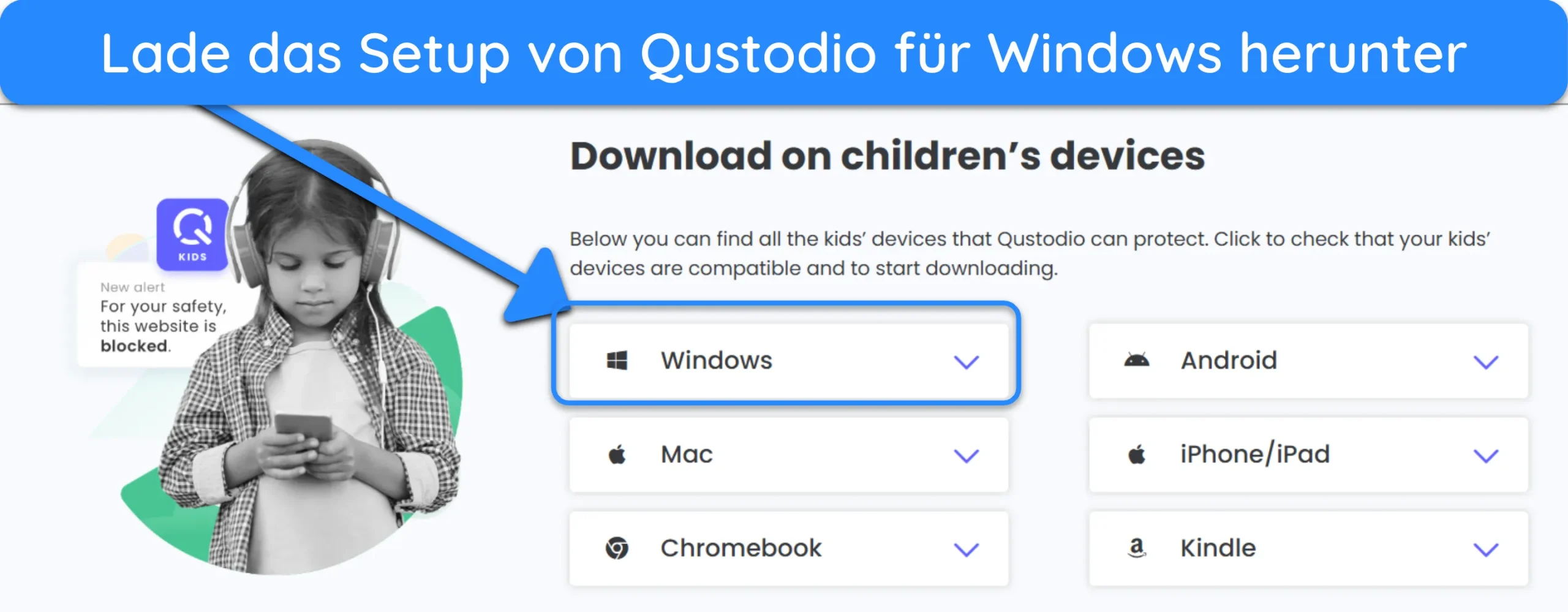 Screenshot der Installation von Qustodio Kids f&uuml;r Windows.