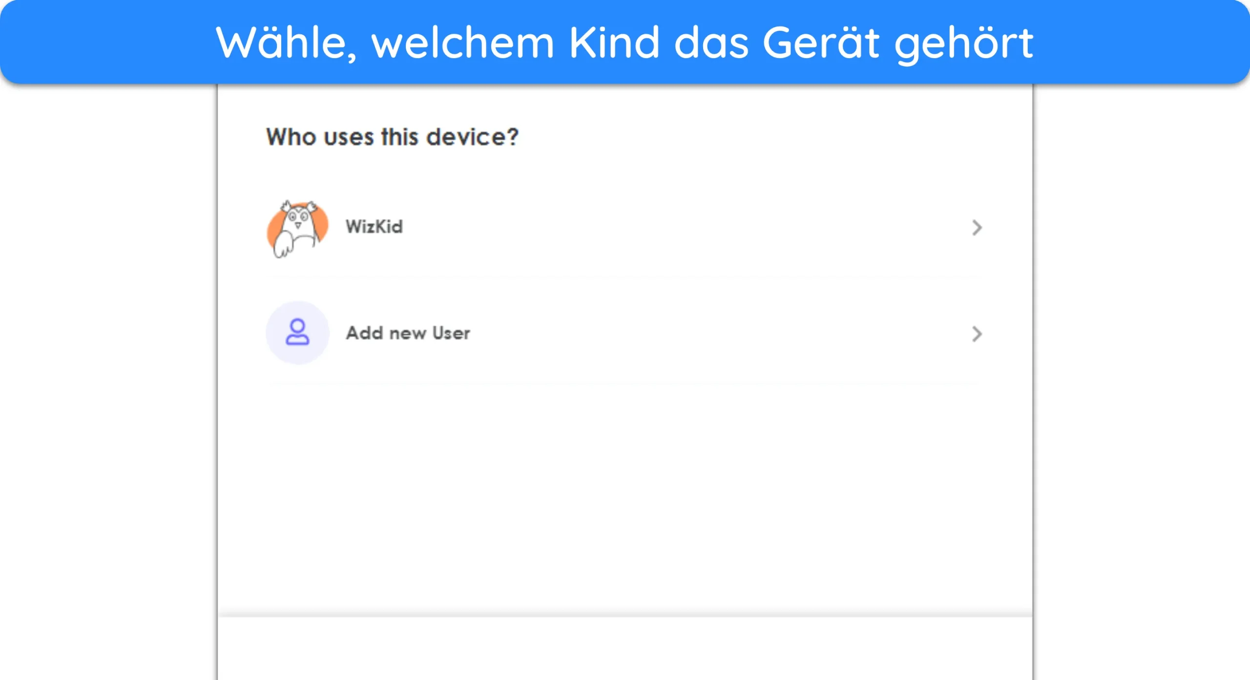 Screenshot der Ger&auml;tezuweisung zu einem Kind in der Qustodio Kids Windows-App.