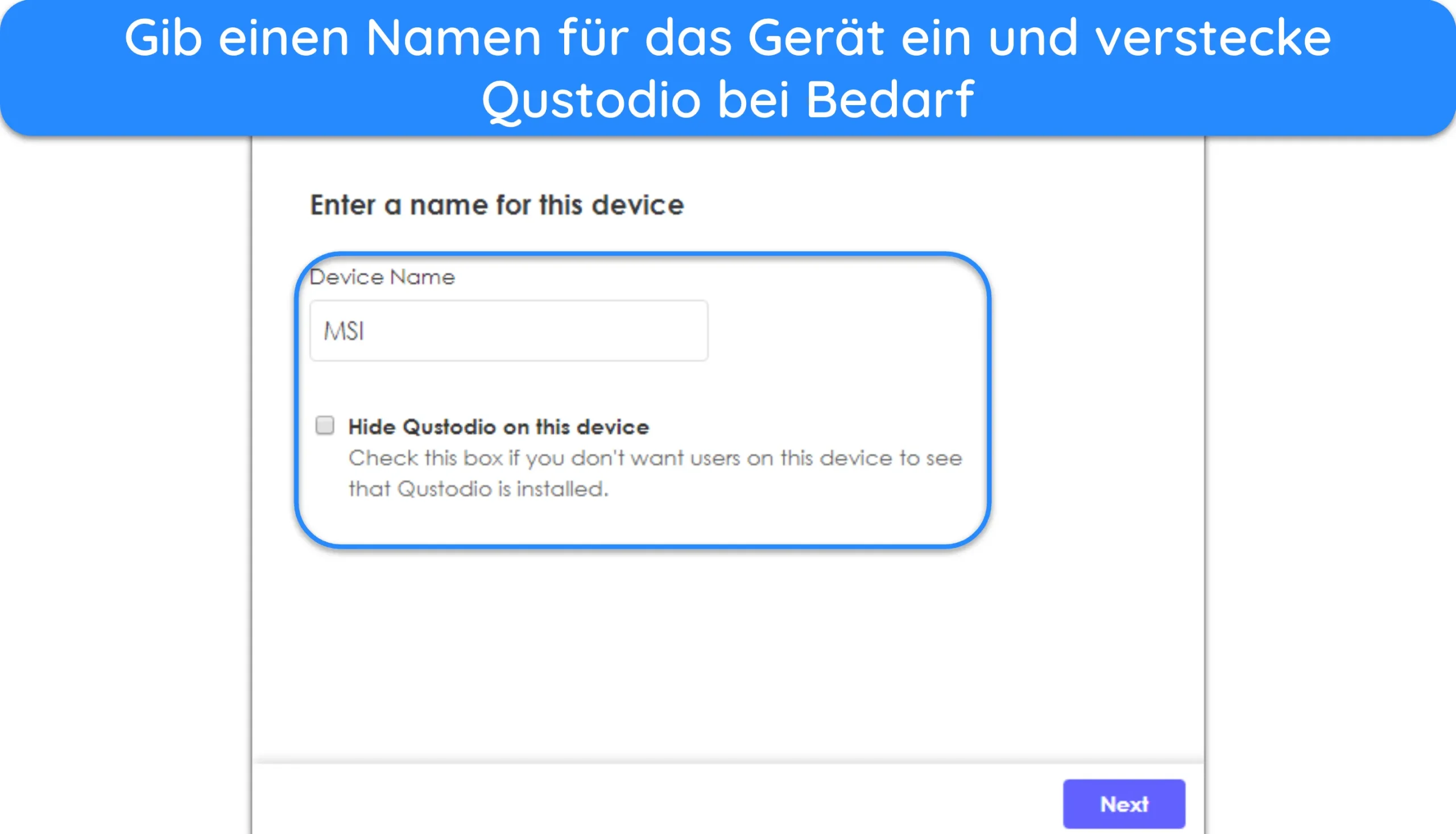 Screenshot der Konfiguration der Qustodio Kids Windows-App.