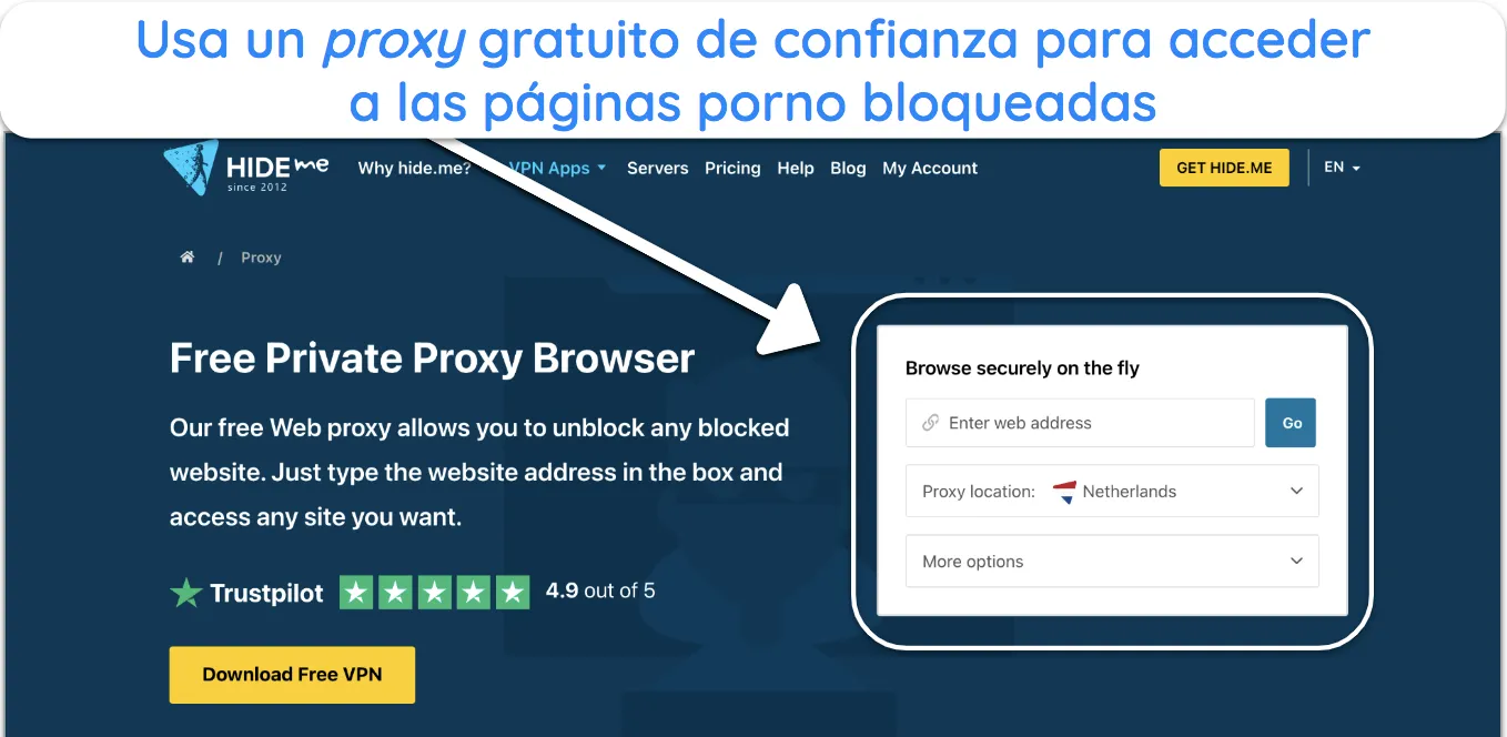 Imagen del servicio de proxy gratuito de hide.me.