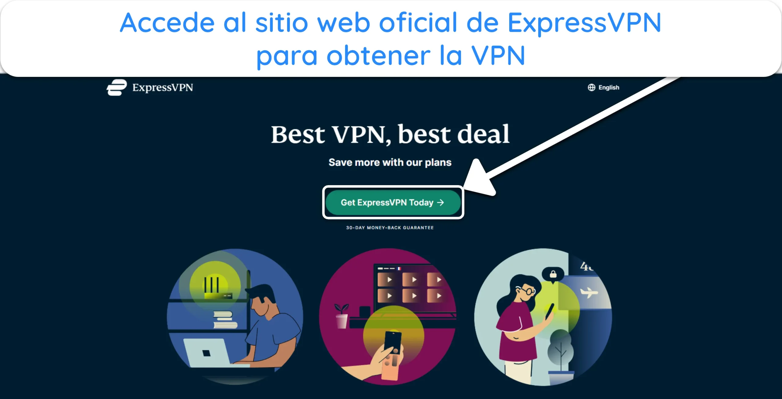 Accede al sitio web oficial de ExpressVPN.